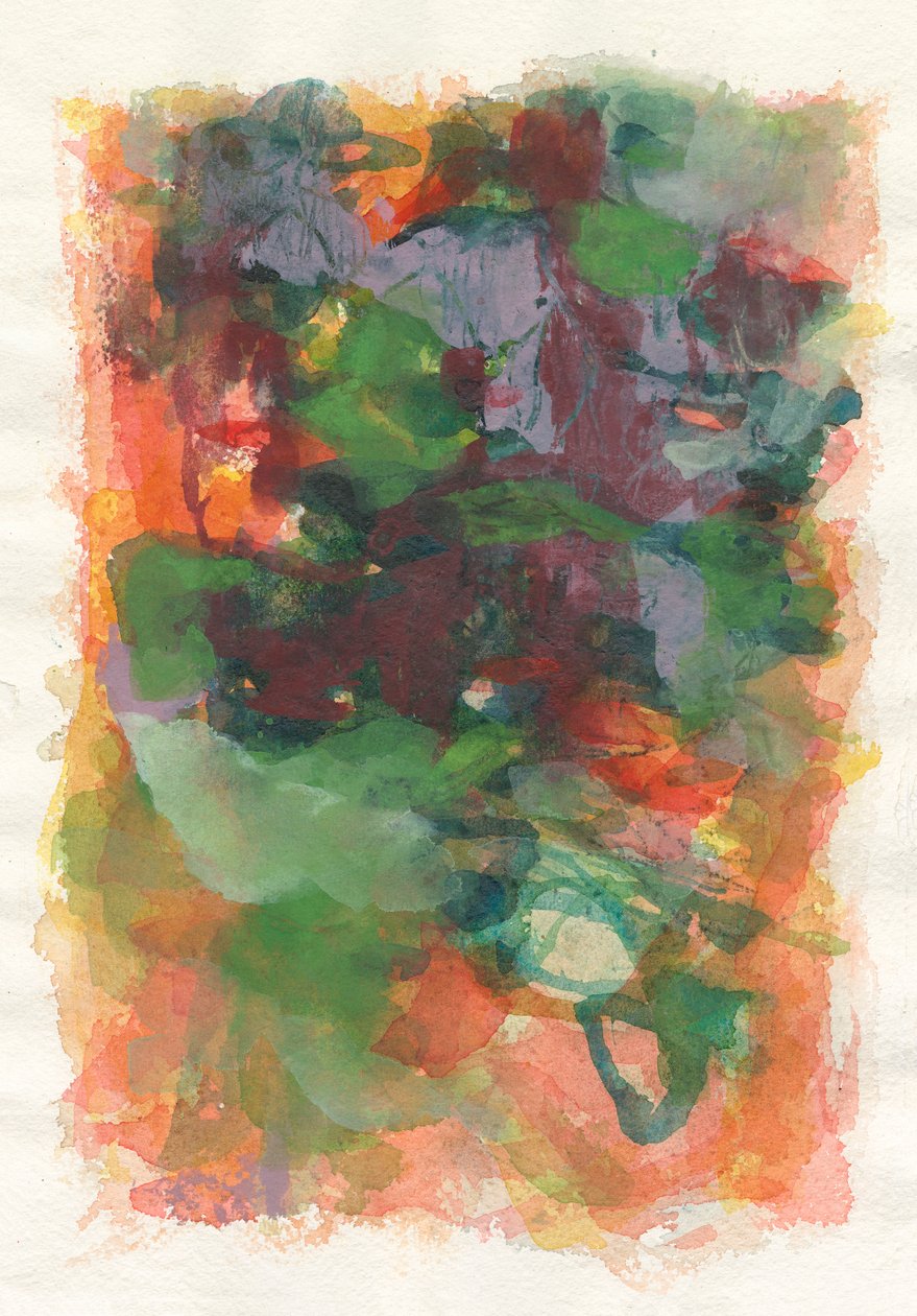 Abstrakt komposition, Play-serien, 2021 (akvarel, gouache og kul på akvarelpapir) af Ching Fun Tso