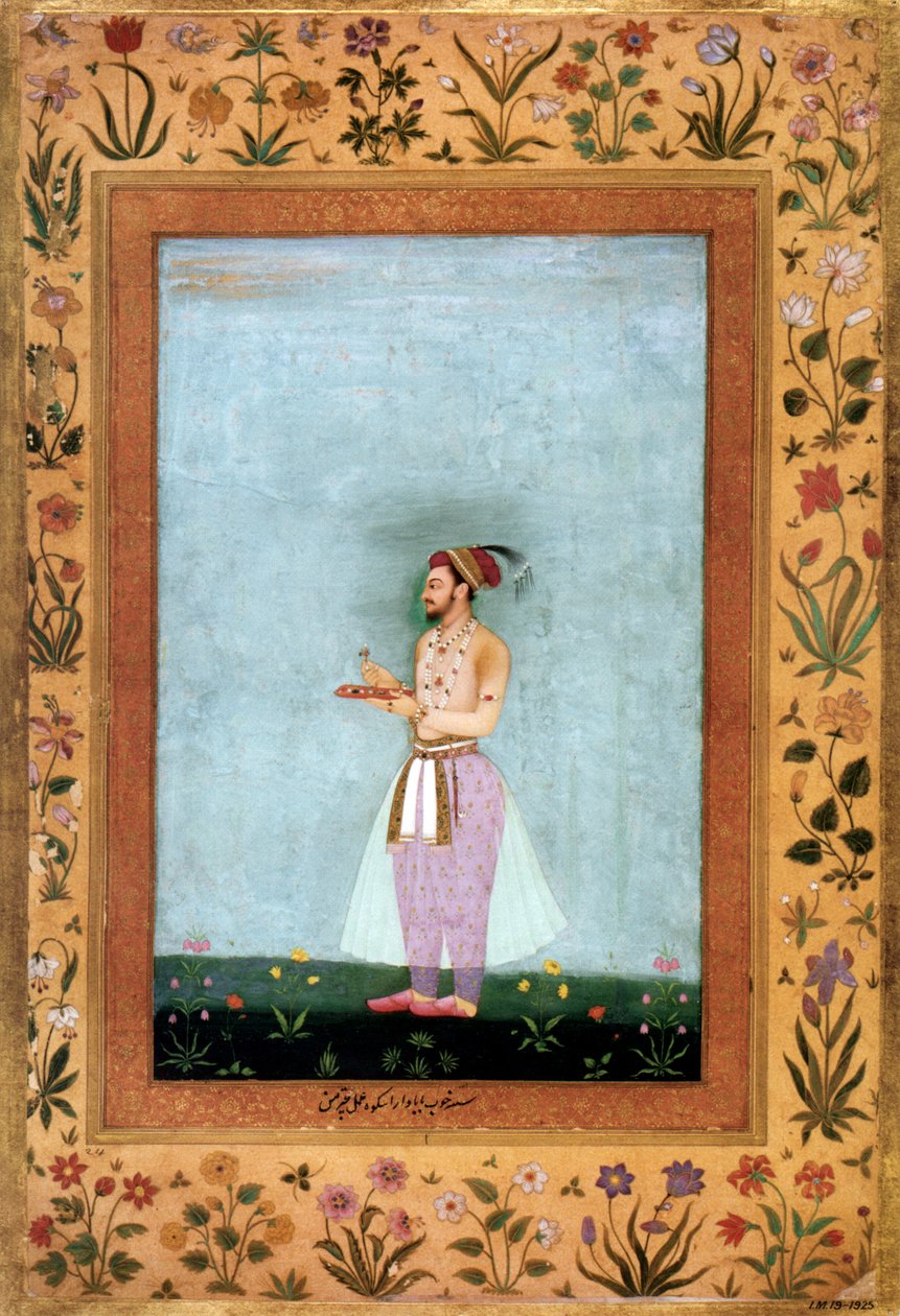 Mogulprins Dara Shokuh med en bakke med juveler, ca. 1640 (miniature) af Chitarman Chitarman