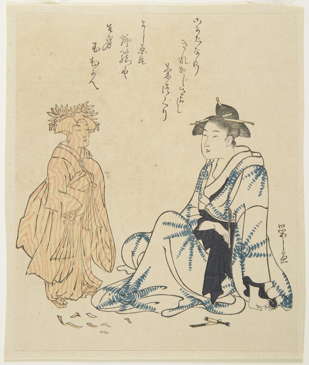 (Courtesan og trædukke) af Chobunsai Eishi