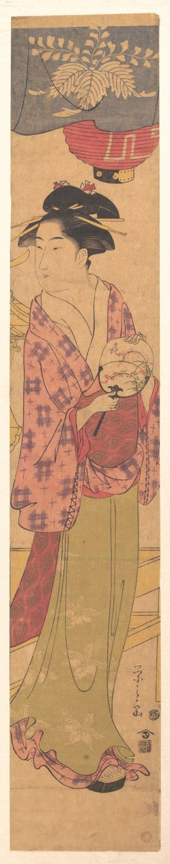 Mädchen mit einem Fächer af Chobunsai Eishi