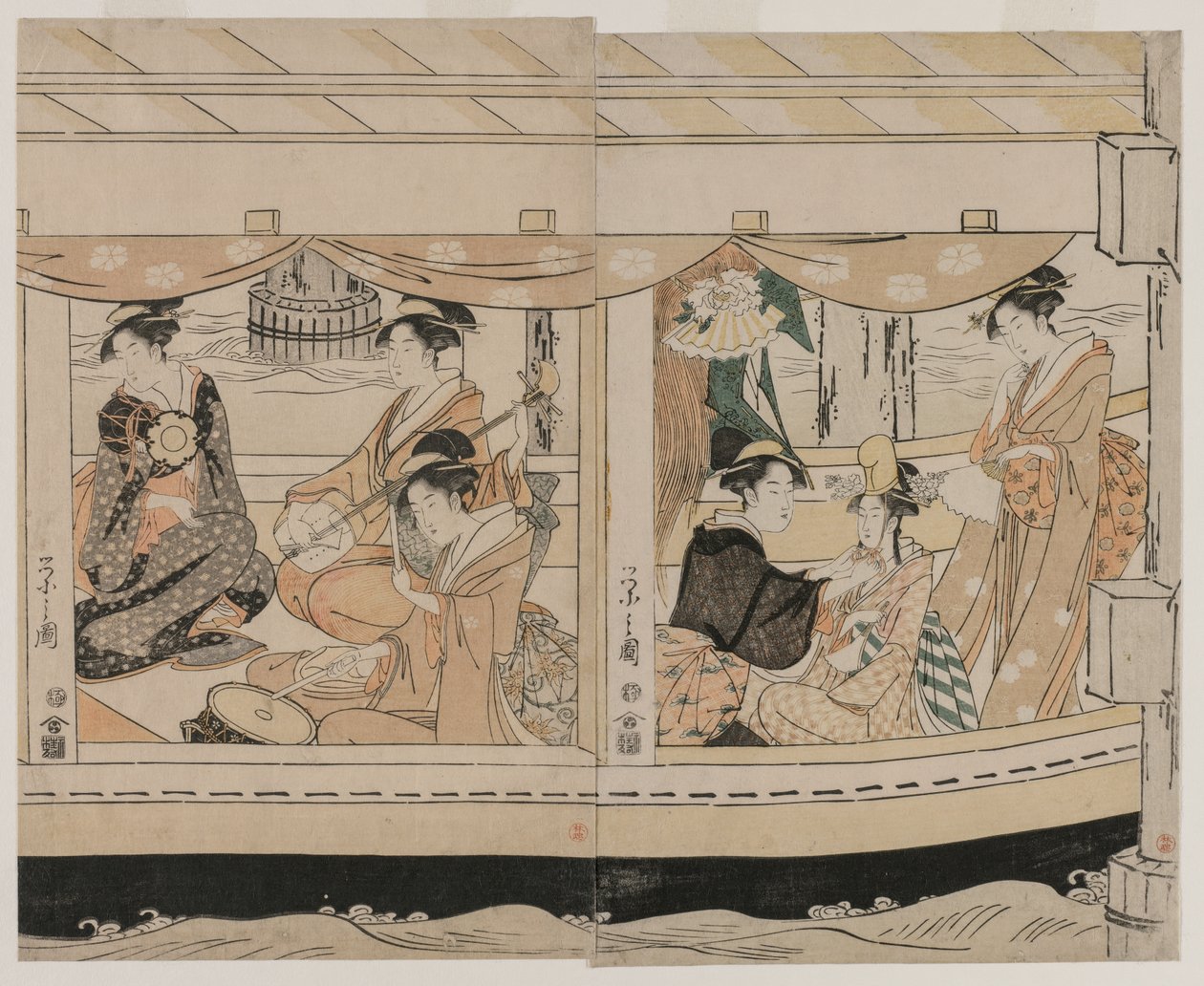 Sejlads på Sumida-floden, midten af 1790