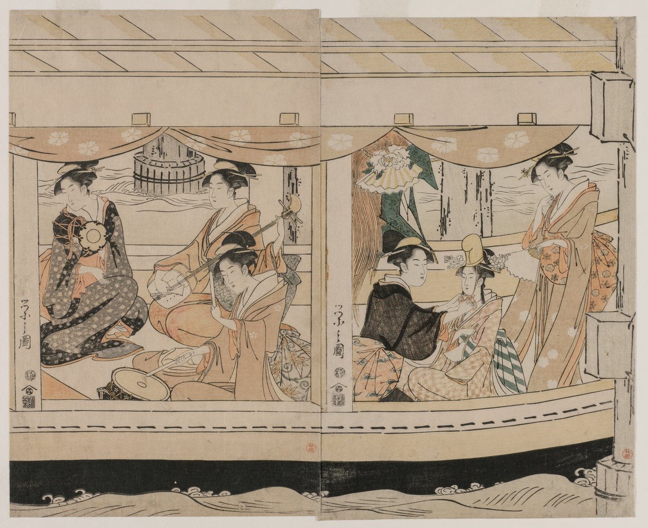 Sejlads på Sumida-floden, midten af 1790