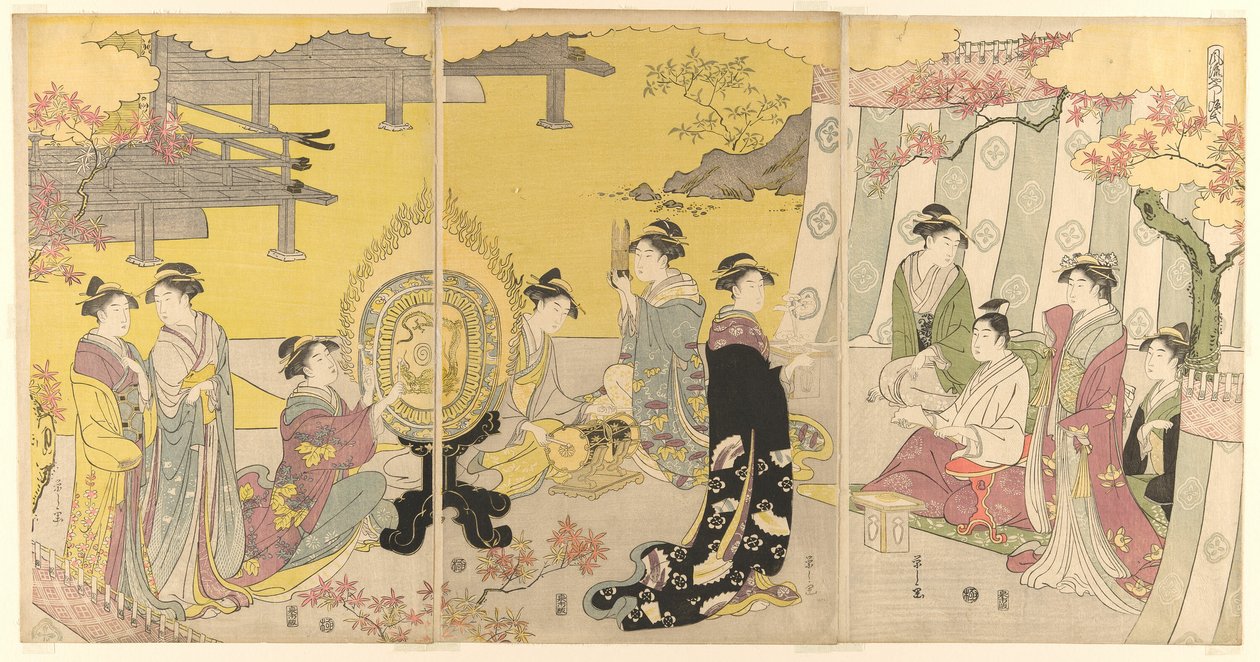 Momiji no ga, fra serien "A Fashionable Parody of the Tale of Genji (Furyu yatsushi Genji)" af Chobunsai Eishi