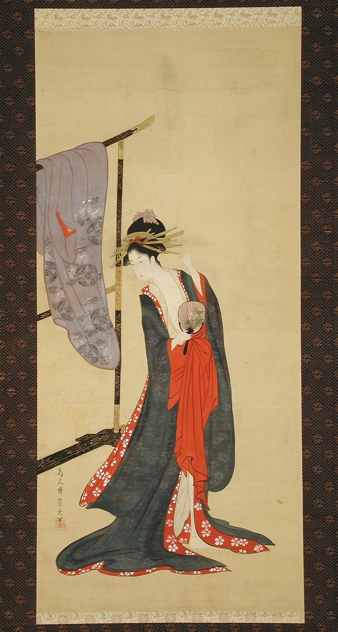 Oiran im Sommerkimono af Chobunsai Eishi