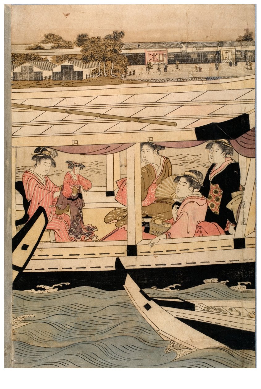 Del af en vandret pentatykon af Sumida-floden scene af Chobunsai Eishi