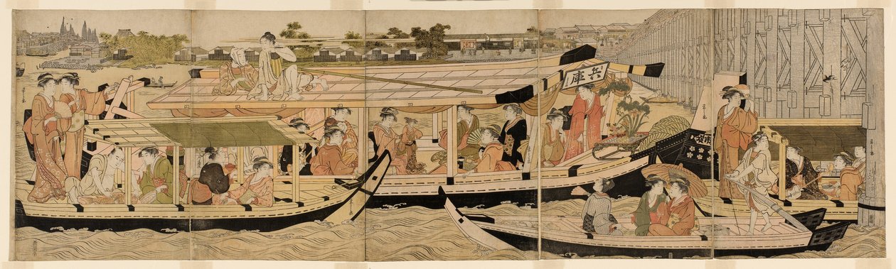 Lystbåde på Sumida-floden af Chobunsai Eishi