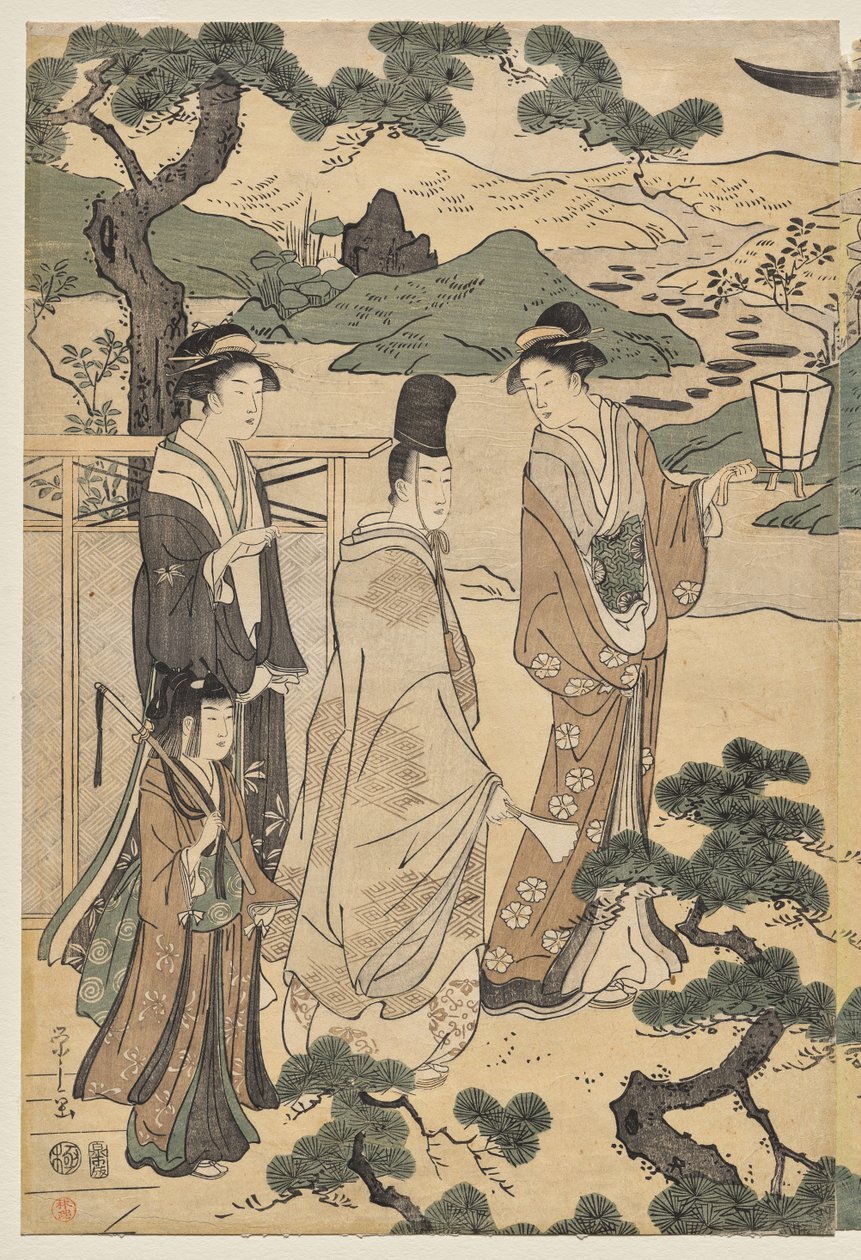 The Matsukaze Chapter of the Tale of Genji (fra serien The Tale of Genji in Elegant Modern Dress) af Chobunsai Eishi