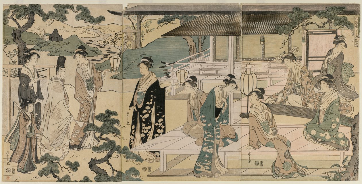 The Matsukaze Chapter of the Tale of Genji fra serien The Tale of Genji, ca. 1791. af Chobunsai Eishi