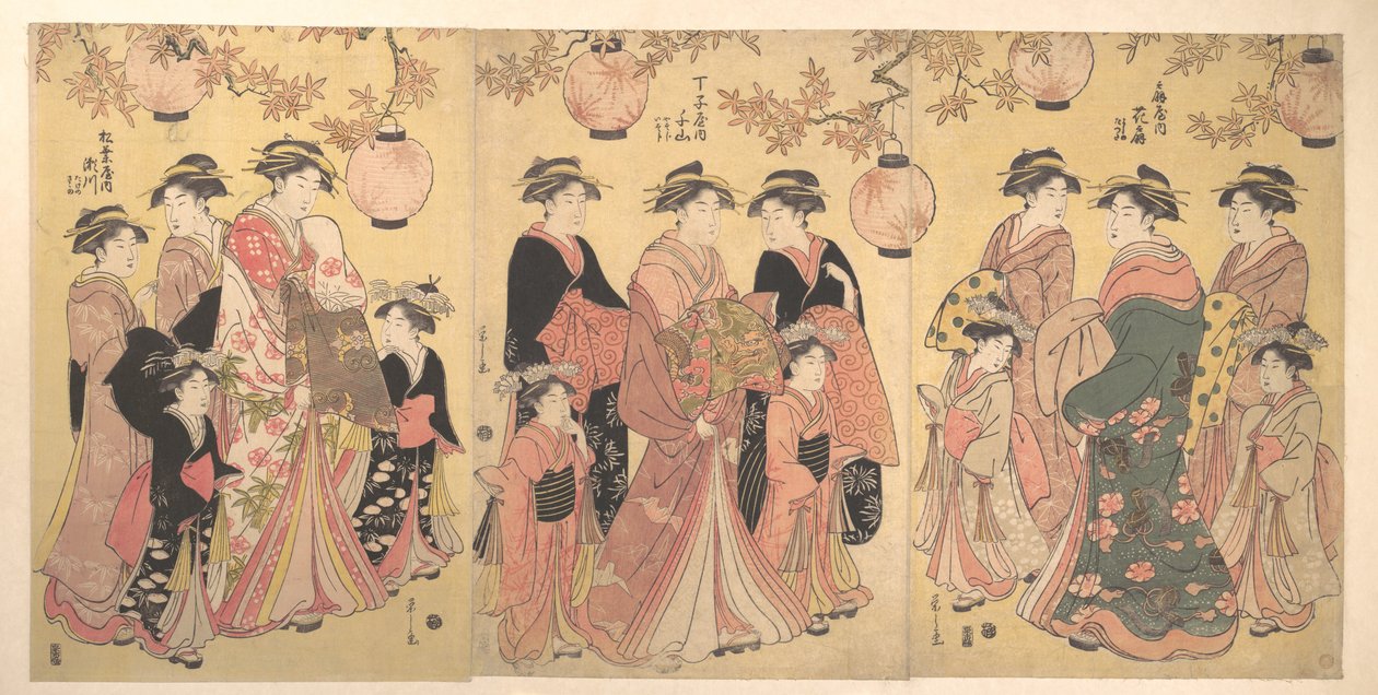 Yoshiwara-paraden om efteråret af Chobunsai Eishi
