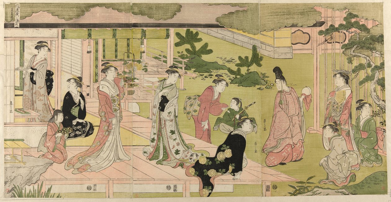 Wakana, del 1 (Wakana, jo), fra serien "A Fashionable Parody of the Tale of Genji (Furyu yatsushi Genji)" af Chobunsai Eishi