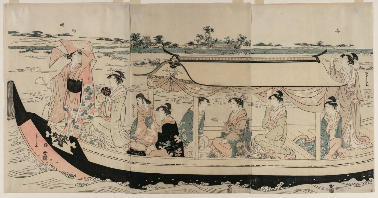 Kvinder i en lystbåd på Sumida-floden, begyndelsen af 1790