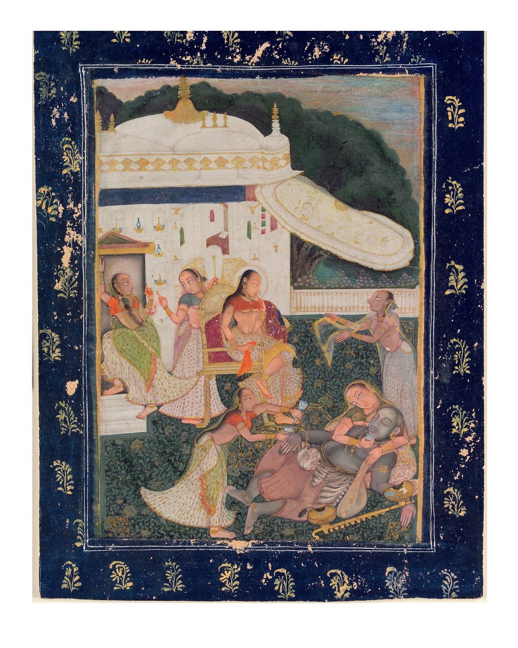 Besvimelse ved synet af den smukke Kamakandala, ca. 1785 (uigennemsigtigt wc og guld på papir) af Chokha
