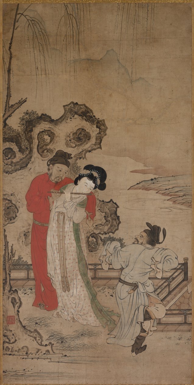 Kejser Minghuang lærer Yang Gueifei at spille fløjte, slutningen af 1400-tallet-begyndelsen af 1500-tallet. af Choryusai
