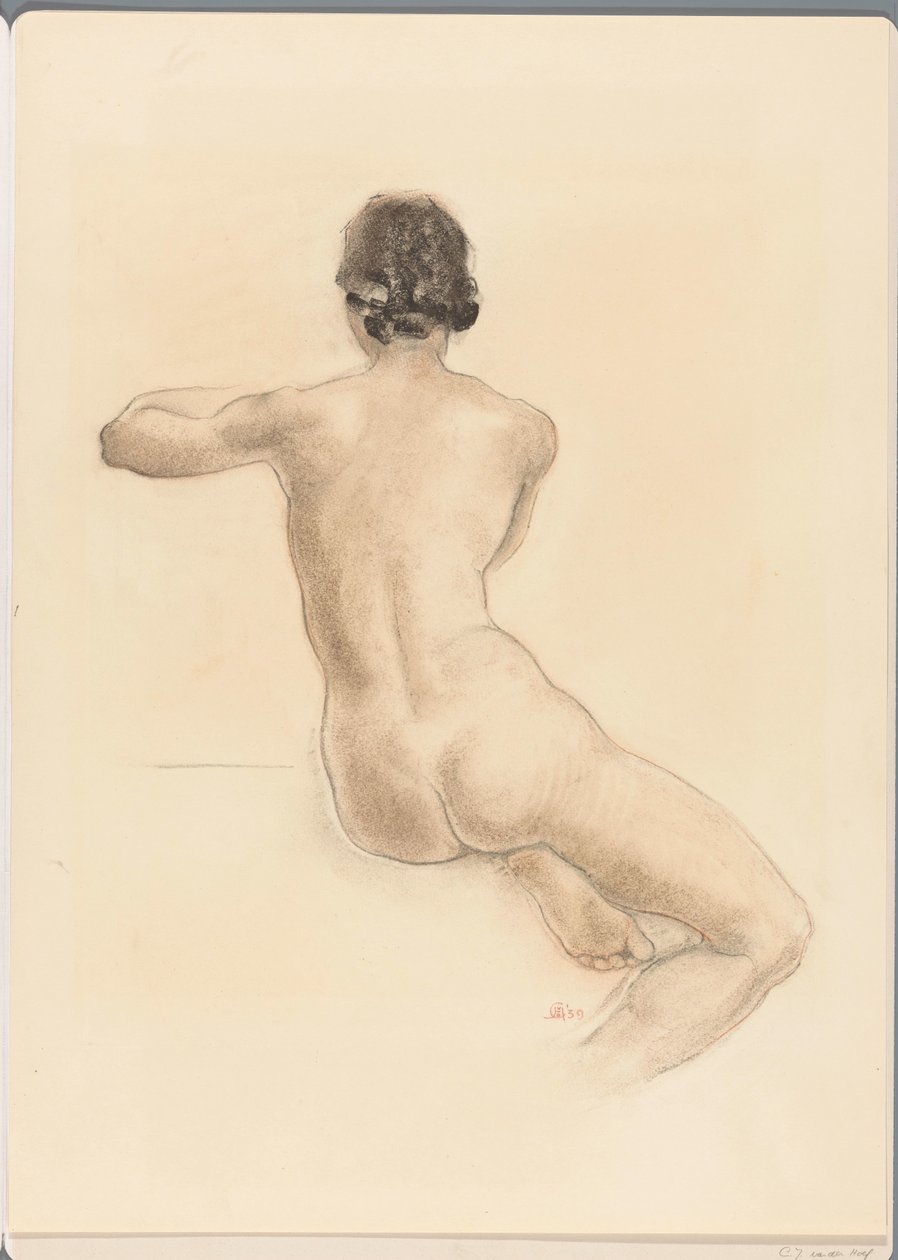 Siddende nøgen kvinde af Chris van der Hoef (signed by artist)