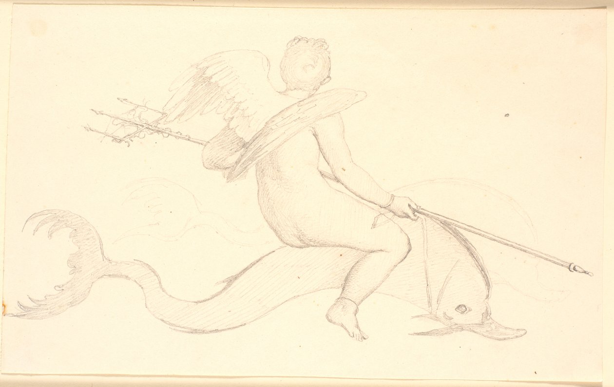 Amorin riddende på en delfin. Pompejiansk motiv af Christen Købke