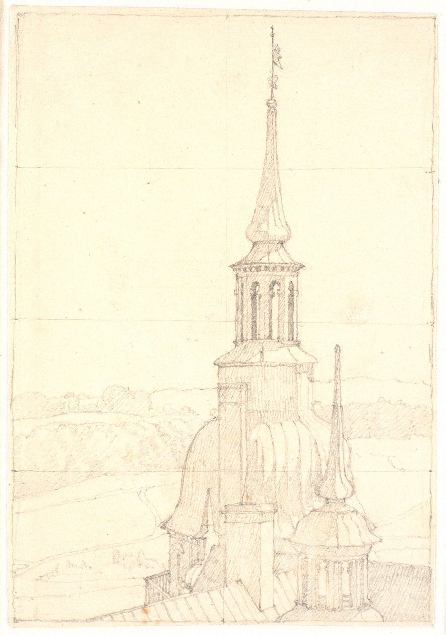 Et af de to små tårne på Frederiksborg. af Christen Købke