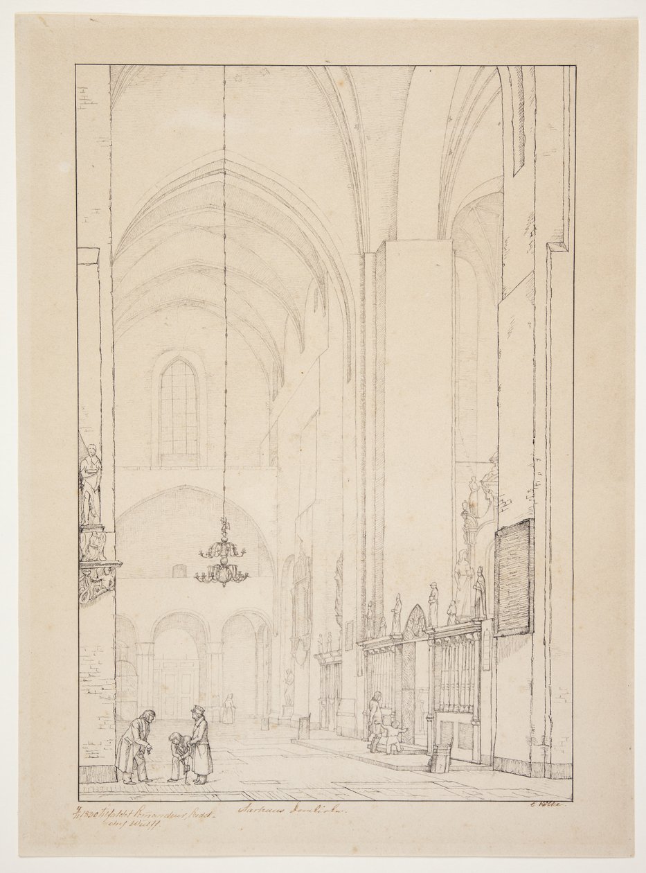 Forlæg til "Prospekt af det indre af den nordlige korsarm af Århus domkirke" af Christen Købke