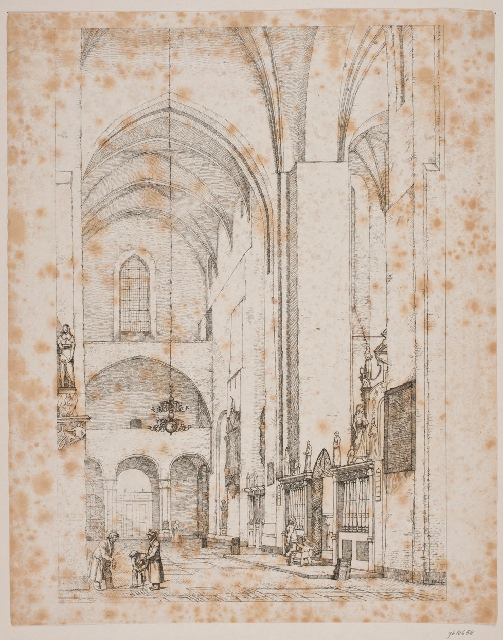 Prospekt af det indre af den nordlige korsarm af Århus domkirke af Christen Købke