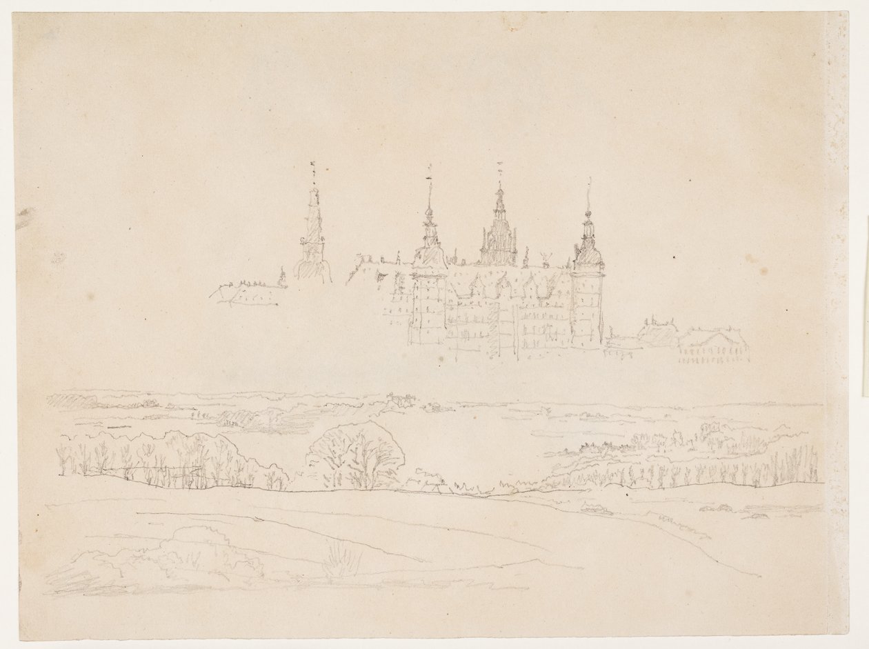 Studie til Glyptotekets "Efterårslandskab. Frederiksborg Slot i mellemgrunden" af Christen Købke