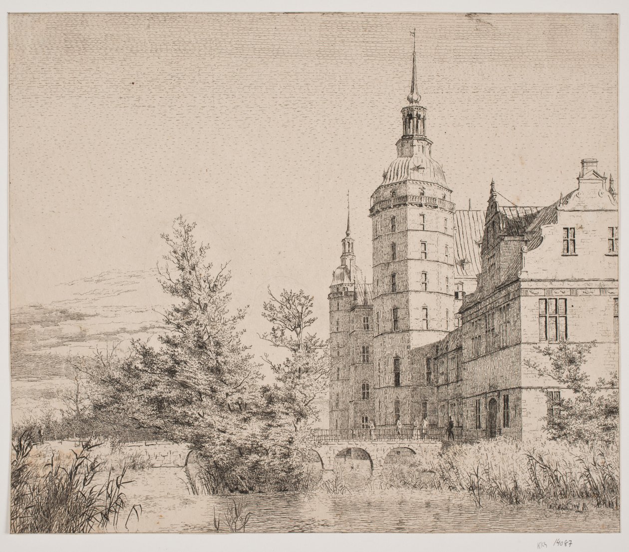 Frederiksborg Slot. Parti ved Møntbroen af Christen Købke