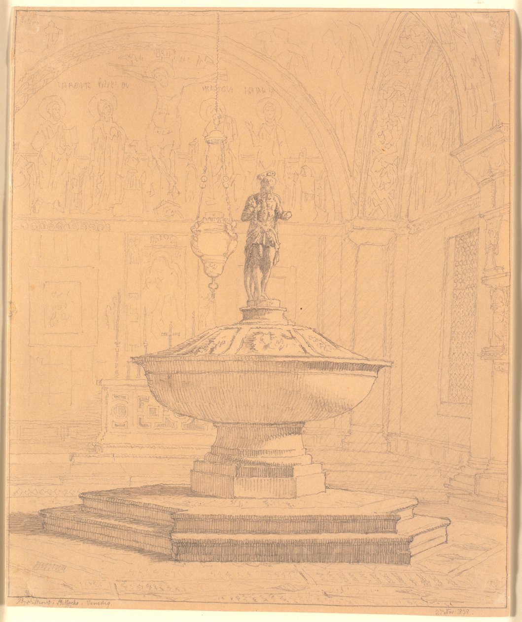 Teil der Taufkapelle bei St. Marco in Venedig af Christen Købke