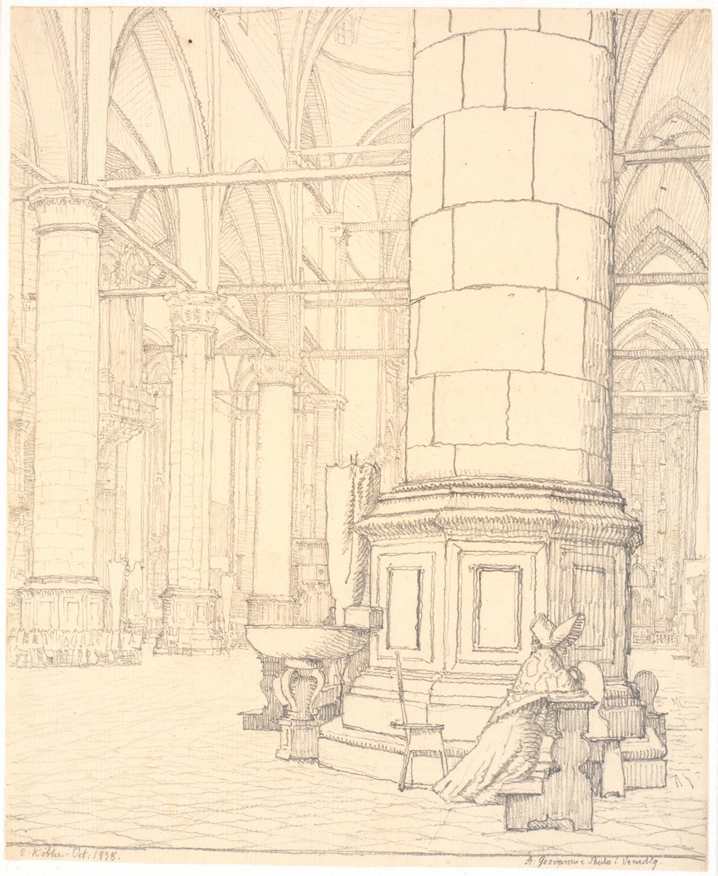 Parti fra det indre af Ss.Giovanni e Paolo i Venedig af Christen Købke