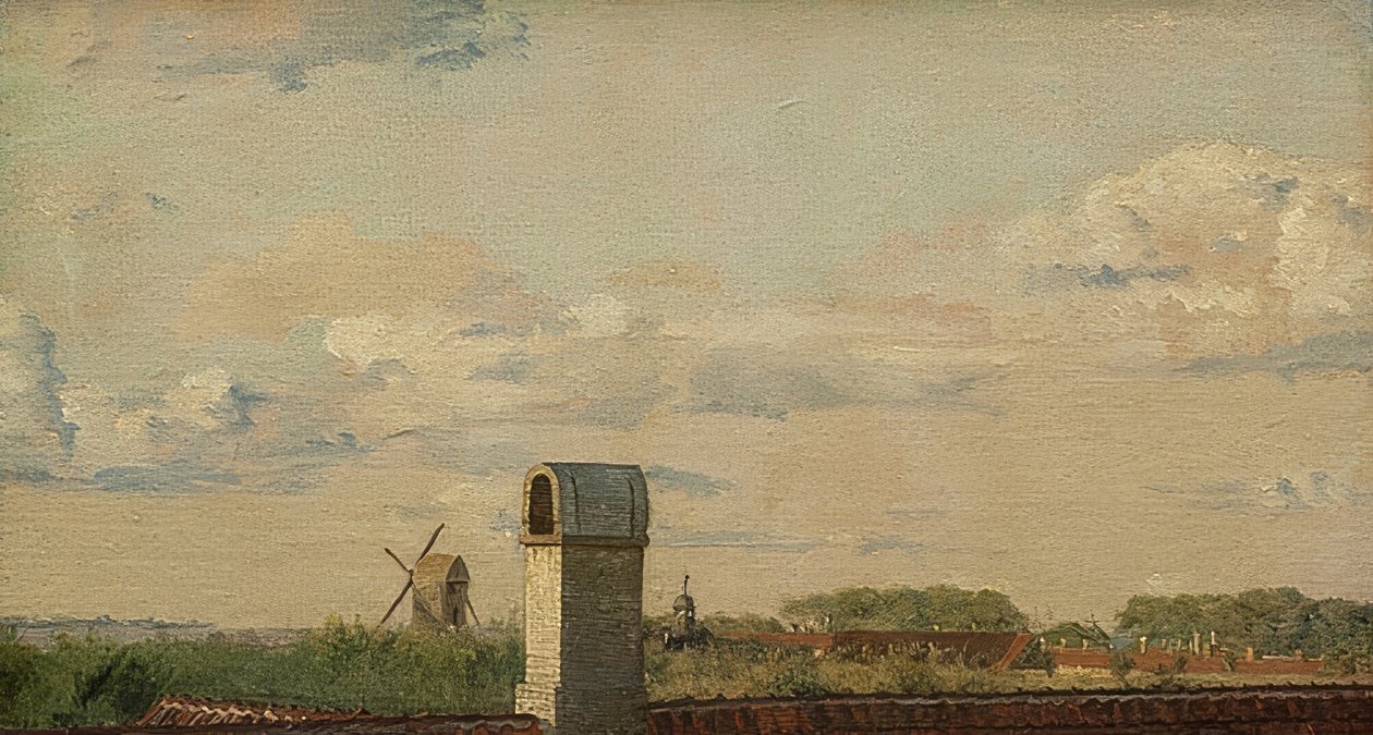 Udsigt fra et vindue på Toldbodvej på Københavns Slot. Omkring 1833 af Christen Schjellerup Købke