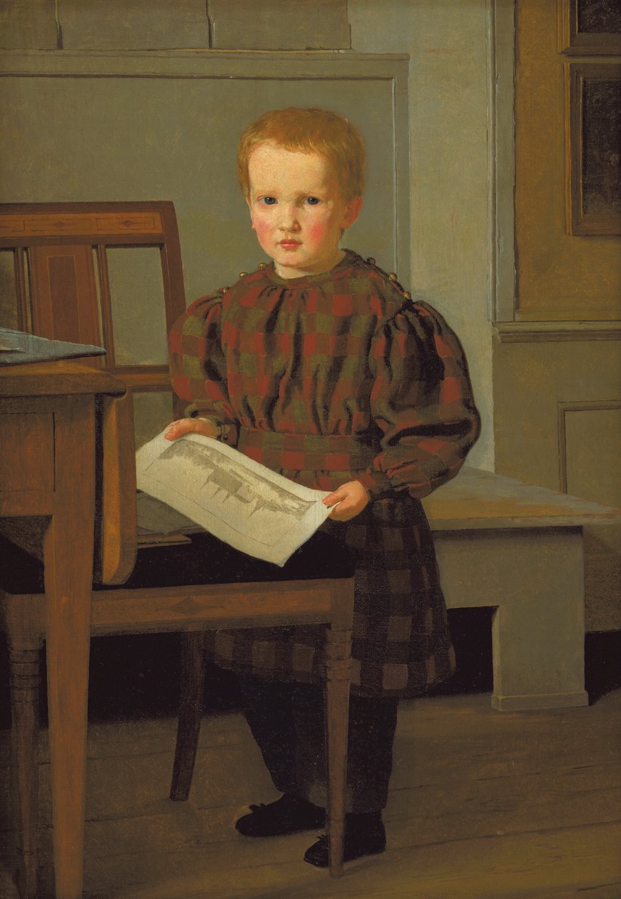 Eckersbergs søn, Julius, i sin fars atelier på Charlottenborg af Christen Schjellerup Kobke