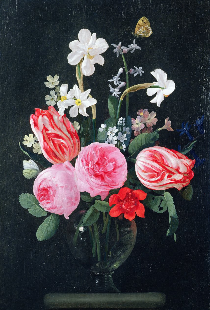Roser, narcisser, tulipaner og andre blomster af Christiaan Luykx or Luycks