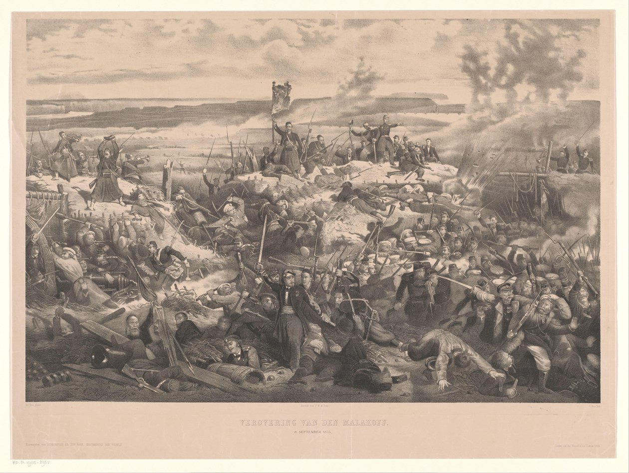 Slaget ved Malachov Erobringen af ​​Malakoff. 8. september 1855 (titel på objekt) af Christiaan Bos