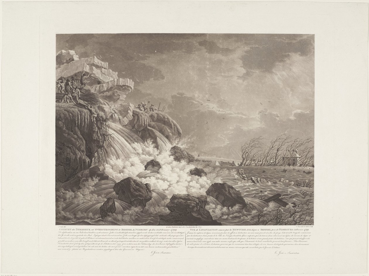 Udsigt over dykrupturen og oversvømmelsen ved Bemmel ved Nymegen den 21. februar 1799 / Vue de L