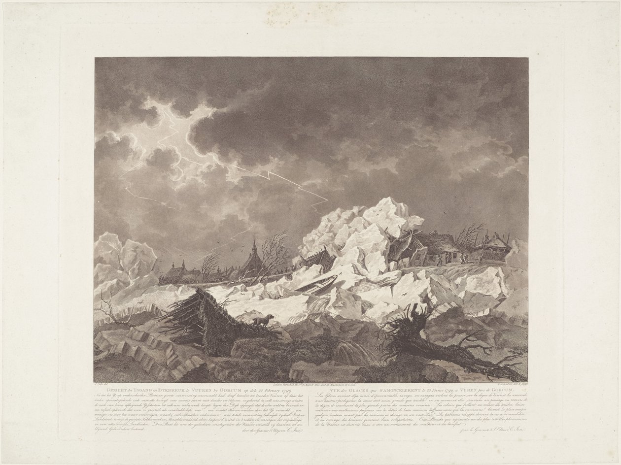 Udsigt over Ysgang og Dykbreak ved Vuuren ved Gorcum den 22. februar 1799 / Vue des Glaces qui S