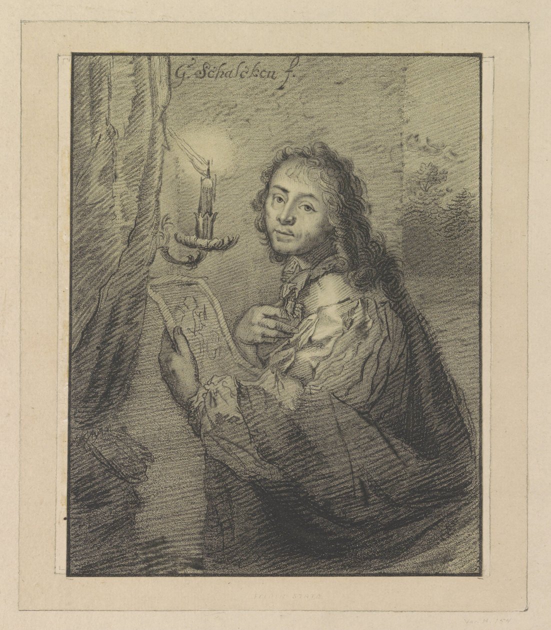Portræt af Godfried Schalcken ved levende lys af Christiaan Josi