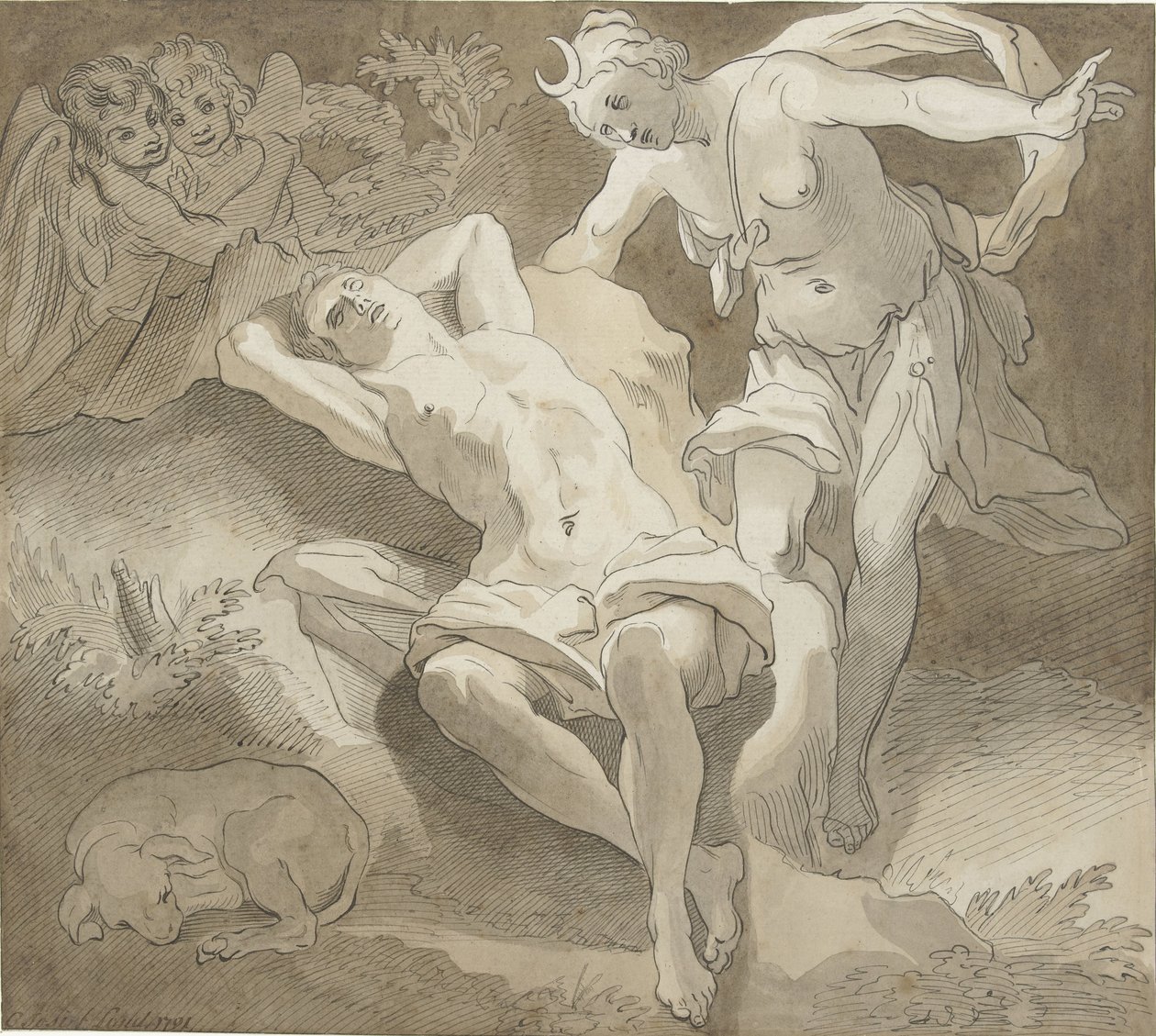 Selene og Endymion af Christiaan Josi
