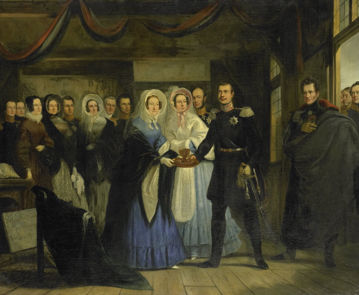 Prinsessen af Orange modtager Alexander II (1818-1881), storhertug og arving til Ruslands trone, i zar Peters hus i Zaandam, 17. april 1839 af Christiaan Julius Lodewijk Portman