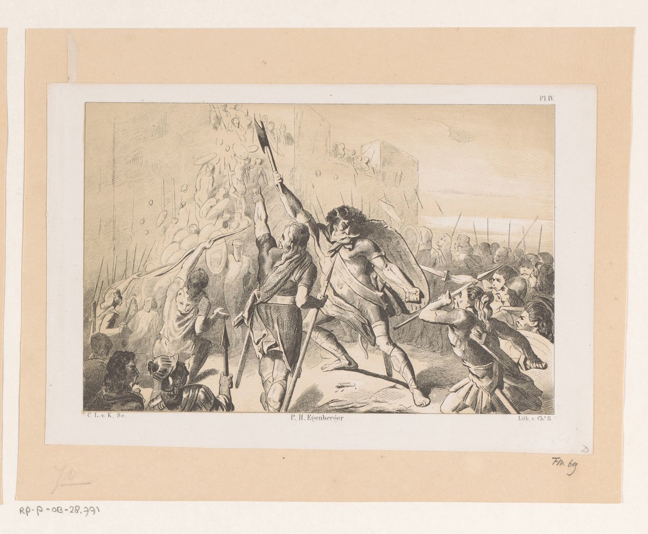Claudius Civilis bestormt de Romeinse legerplaats Vetera af Christiaan Lodewijk van Kesteren