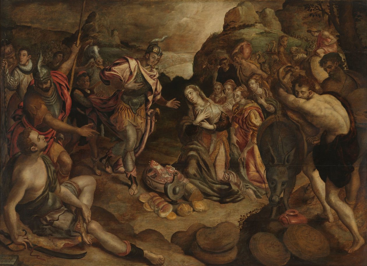 Mødet mellem David og Abigail af Christiaen Jansz. van Bieselingen