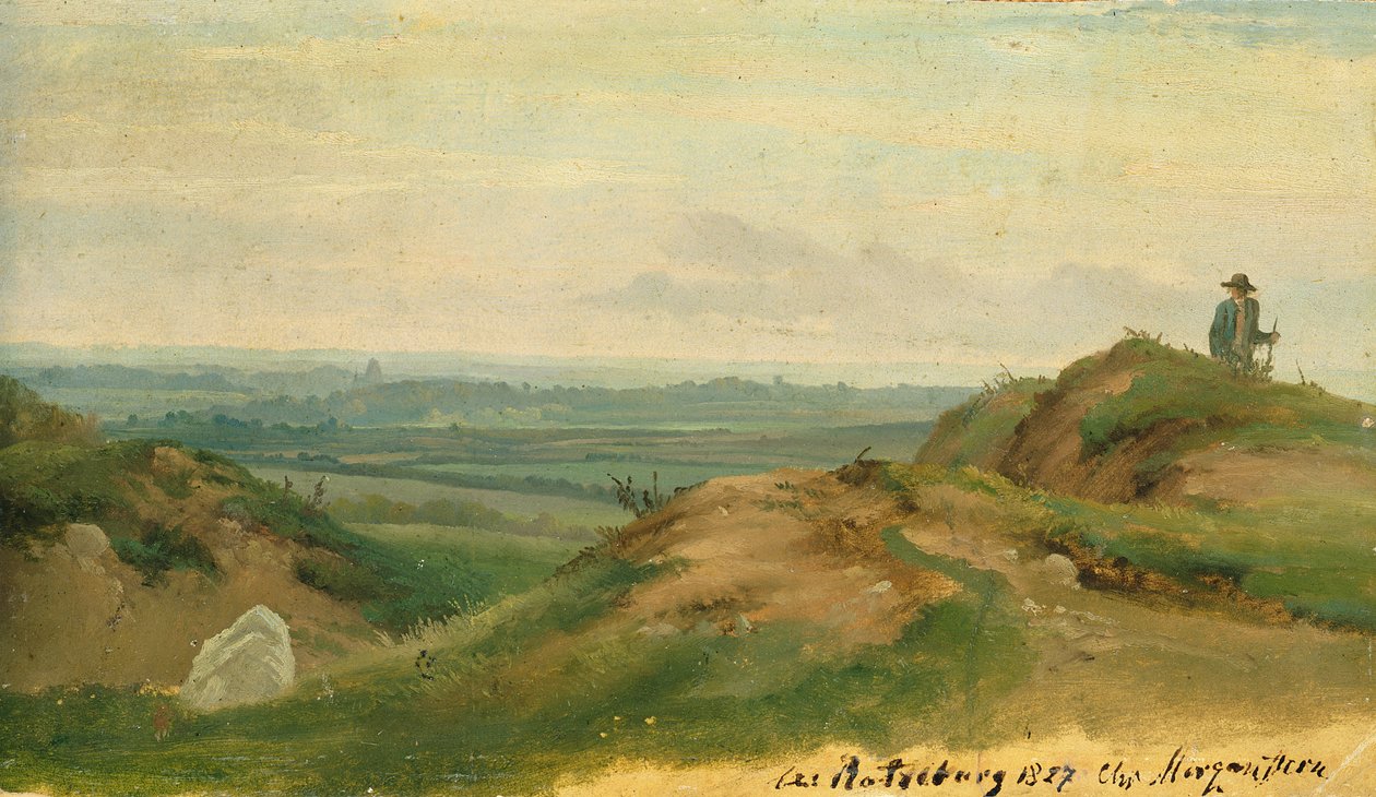 I Ratzeburg, 1827 (olie på papir på kort) af Christian Ernst Bernhard Morgenstern