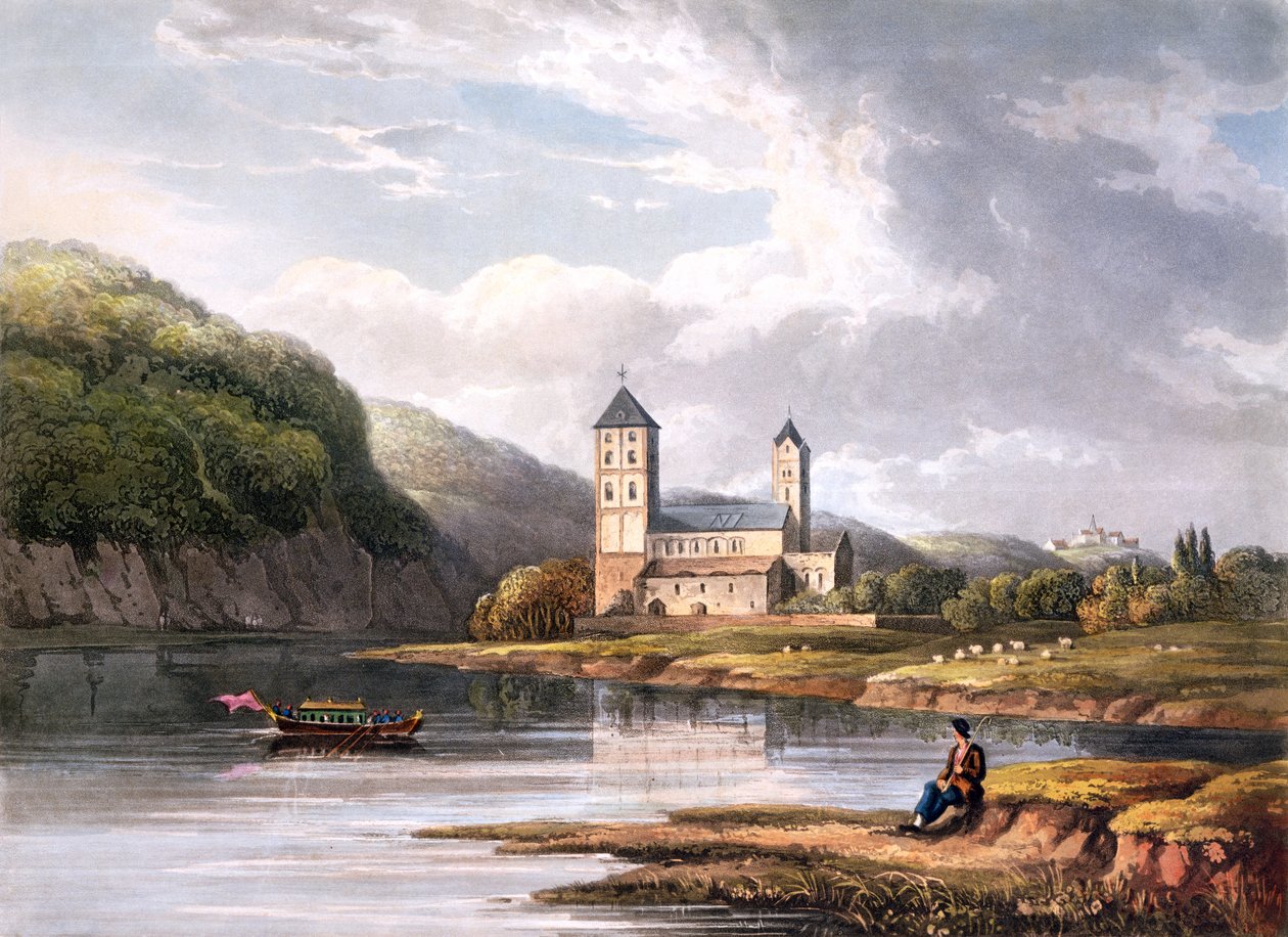 Johanneskirken ved Lahns tilstrømning, graveret af T. Sutherland, fra 