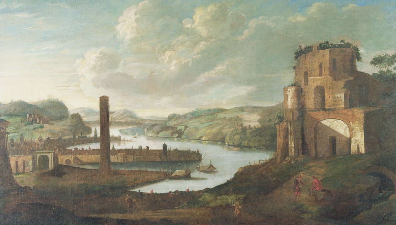 Havnescene af Christian Georg Schutz