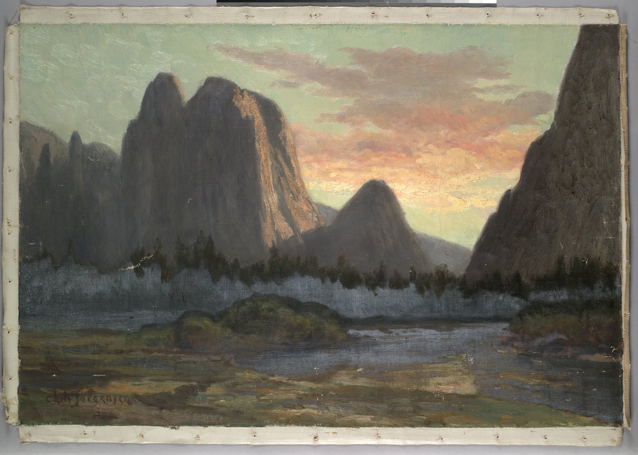 Yosemite-udsigt, solnedgang, ca. 1899 af Christian Jorgensen