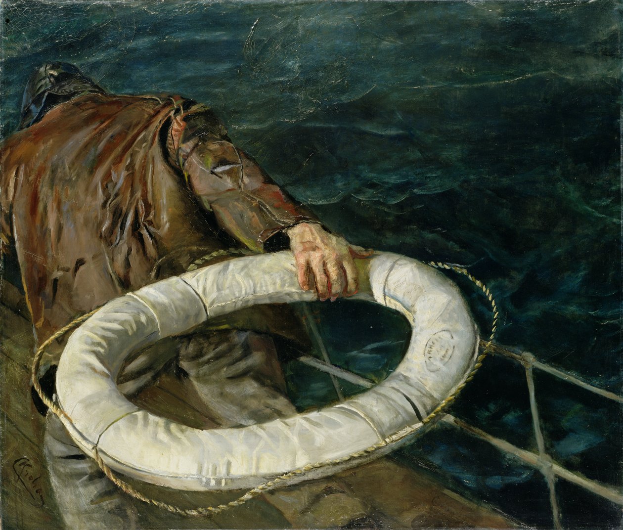 Mand over bord, 1906 af Christian Krohg