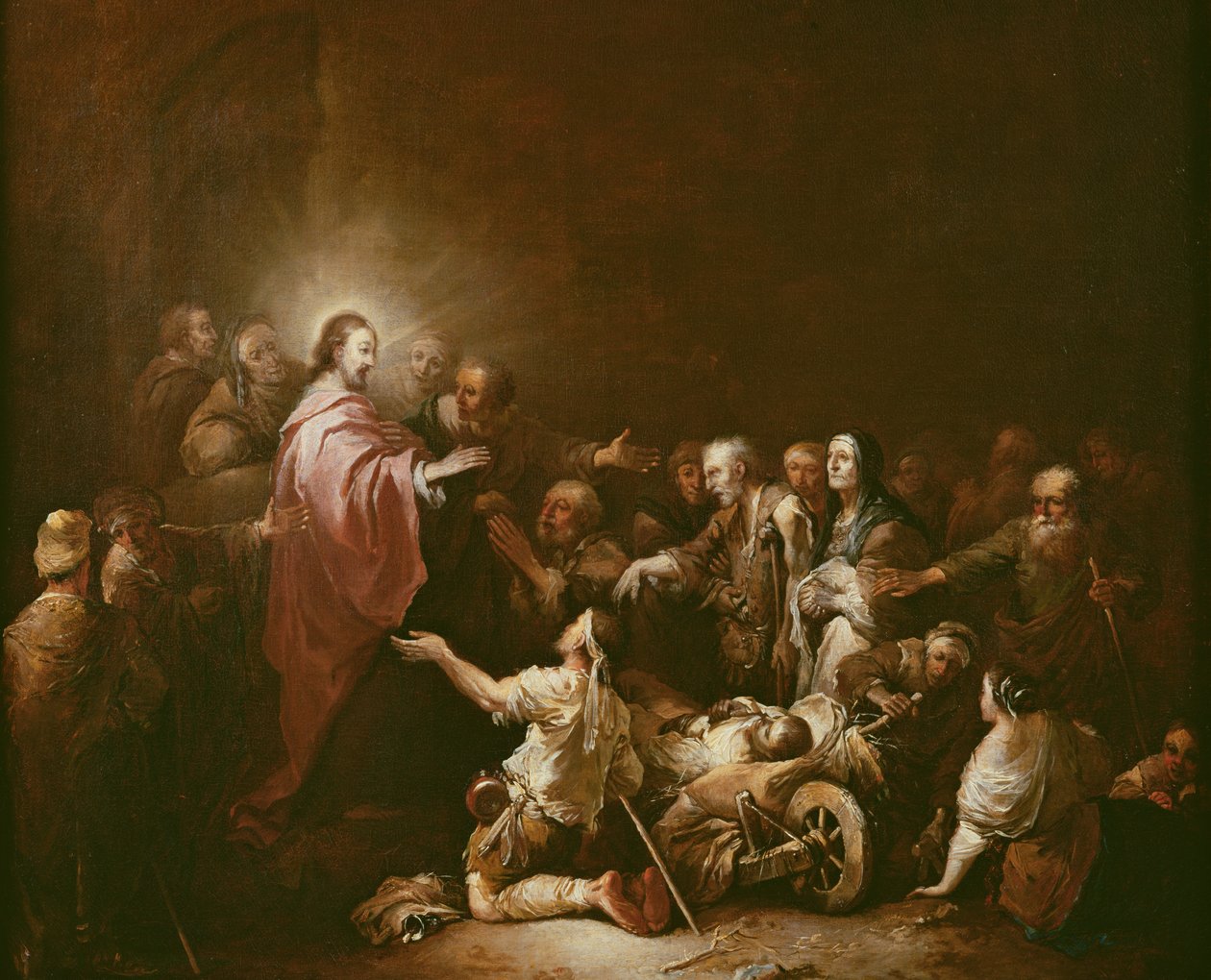 Jesus velsigner de syge af Christian Wilhelm Ernst Dietrich