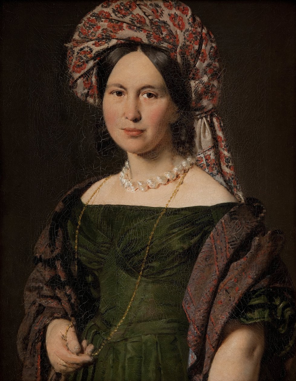 Cathrine Jensen, født Lorenzen, kunstnerens hustru iført turban, 1842-1843 af Christian Albrecht Jensen