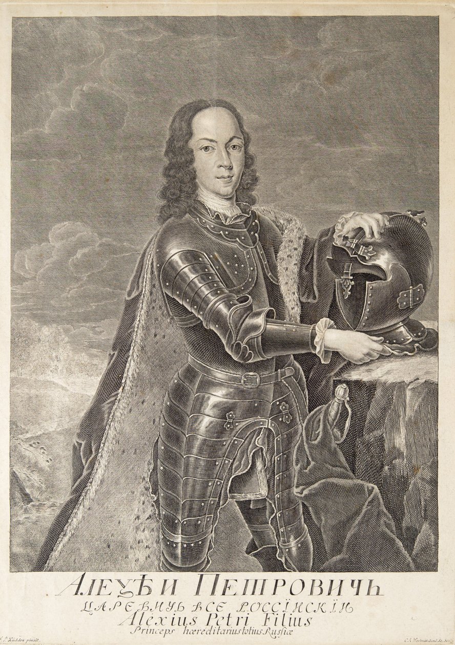 Portræt af Tsarevich Alexei Petrovich af Rusland 1690-1718, ca. 1740 af Christian Albrecht Wortmann