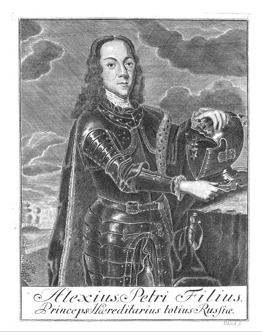 Portræt af Tsarevich Alexei Petrovich af Rusland 1690-1718, ca 1730 af Christian Albrecht Wortmann