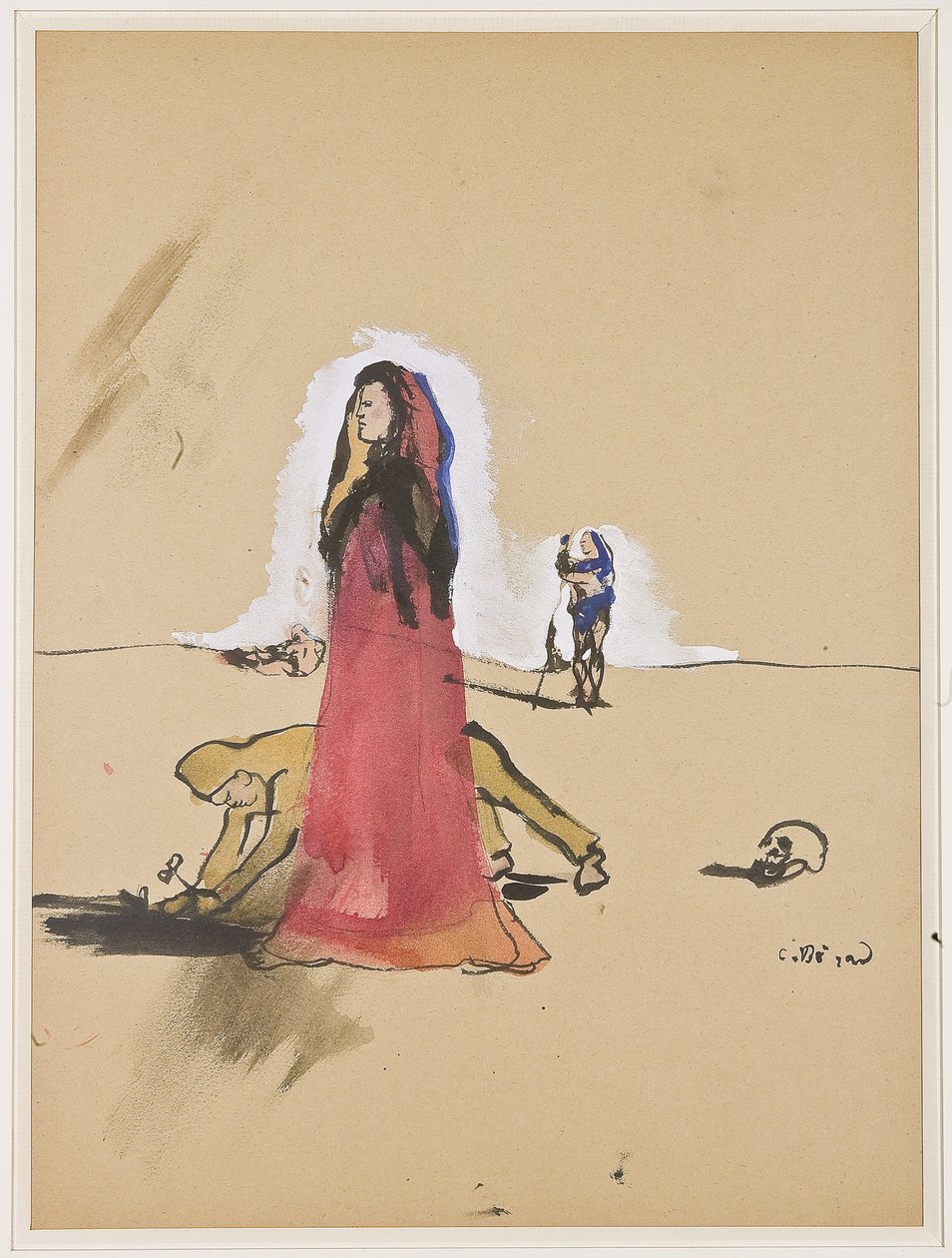 Scene med tegn, ca. 1934 (gouache og blæk på papir) af Christian Bérard