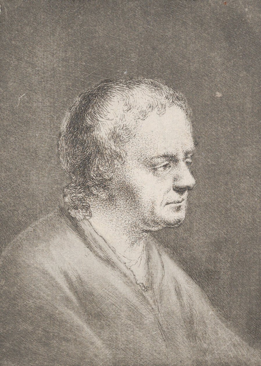 Portræt af Christian Bernhard Rode, kunstnerens far, ca. 1756. af Christian Bernhard Rode