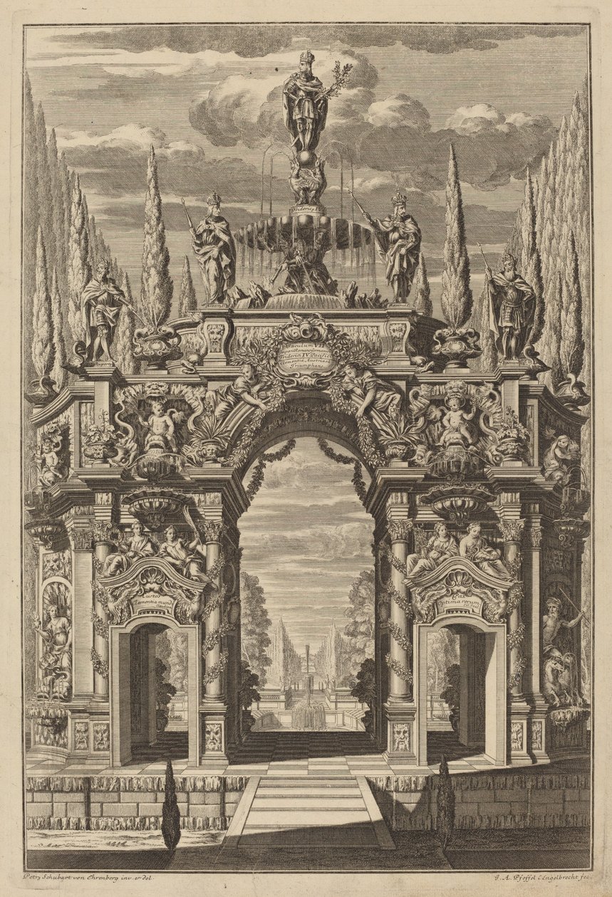 Triumphal Arch for Friedrich IV af Christian Engelbrecht and Johann Andreas Pfeffel, after Peter Schubert von Ehrenberg