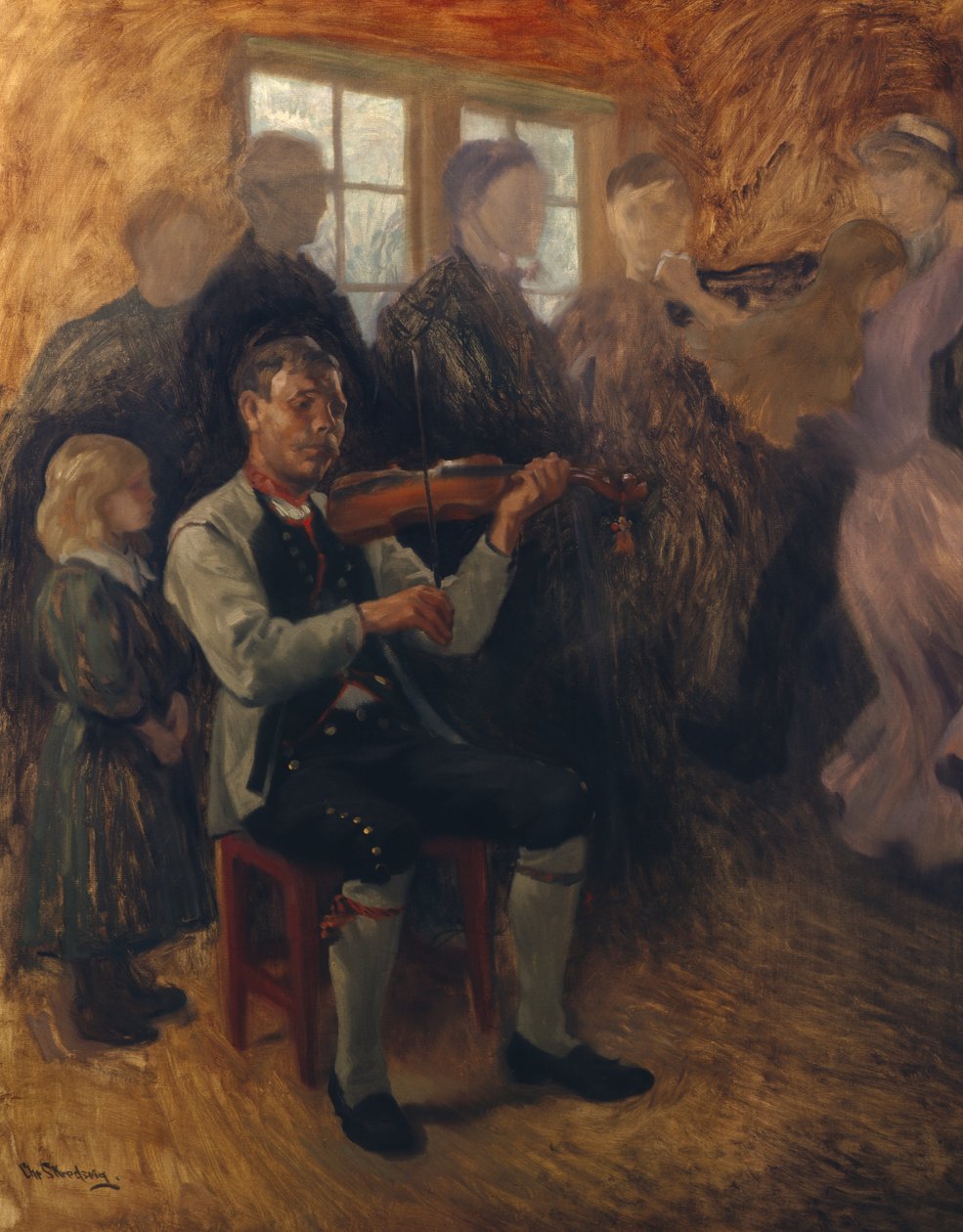 En Numedals spillemand (studie) (olie på lærred) af Christian Eriksen Skredsvig